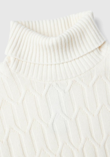  Erkek Krem Yün Karışımlı Ribanalı Balıkçı Yaka Kazak