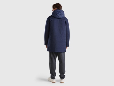  Erkek Antrasit Fermuarlı ve Çıtçıt Düğmeli Gizli Yan Cepli Uzun Mont