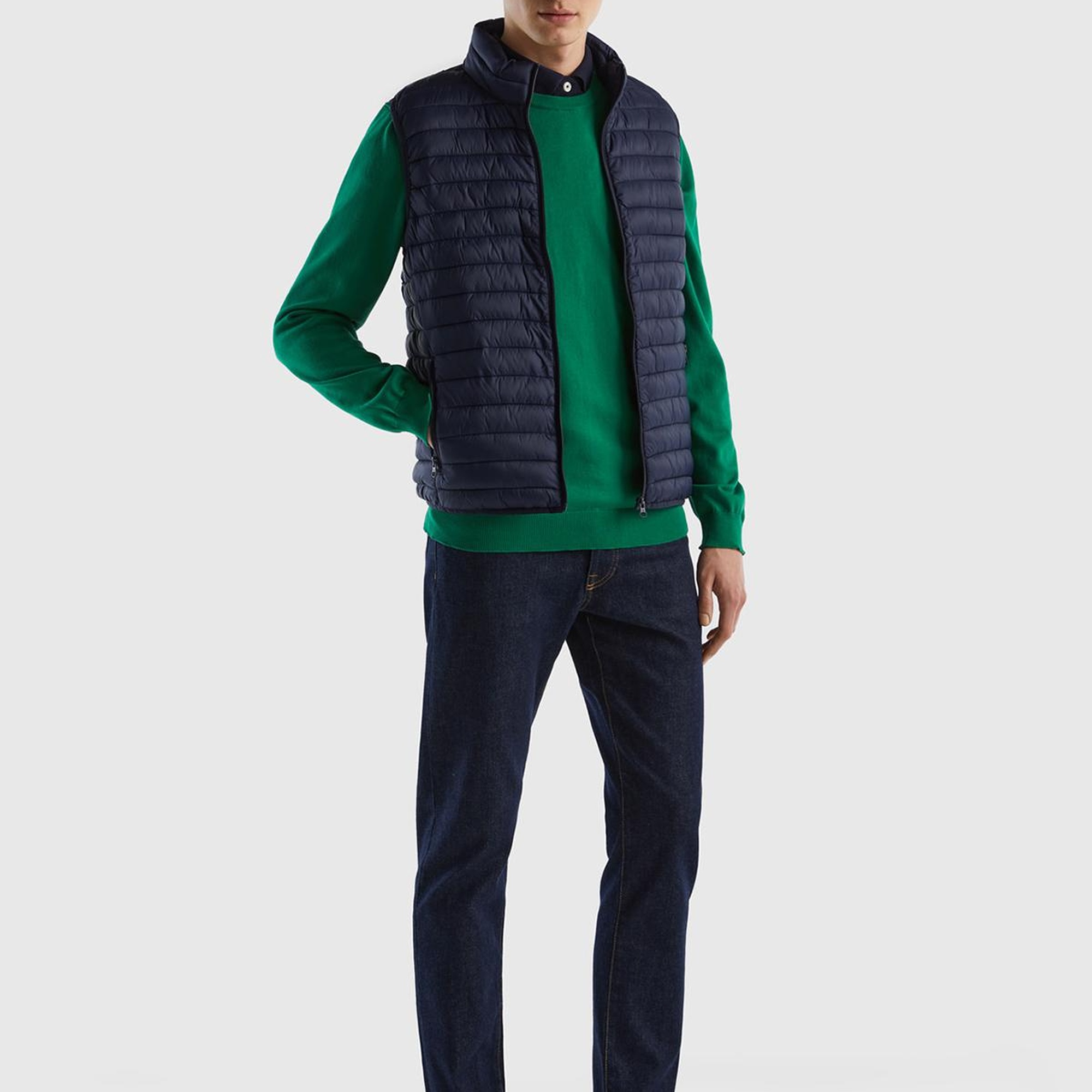 Erkek Lacivert Eco-Recyle Dolgulu Pufa Yelek