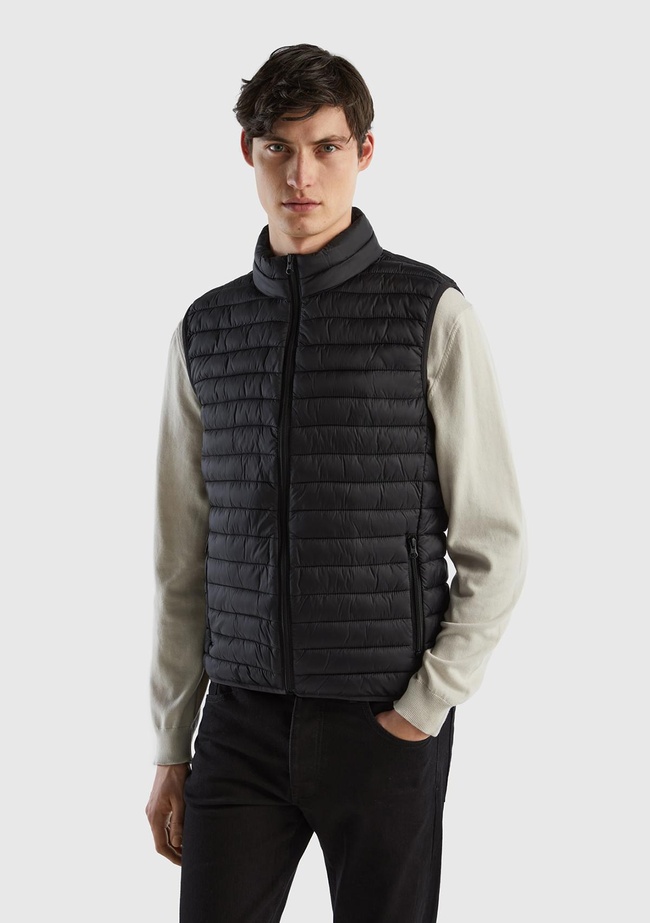  Erkek Siyah Eco-Recyle Dolgulu Pufa Yelek