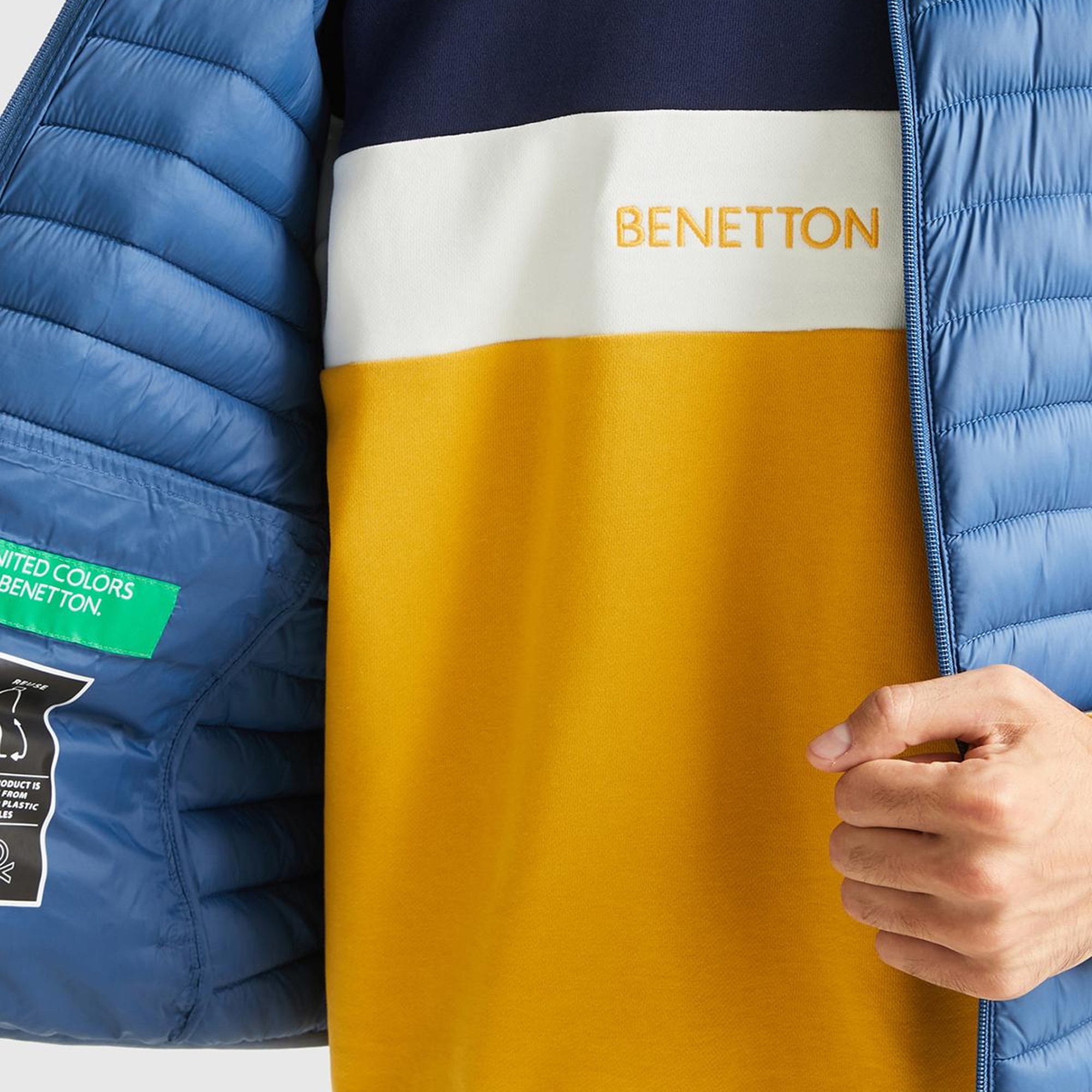 Erkek Mavi Eco-Recyle Dolgulu Pufa Yelek