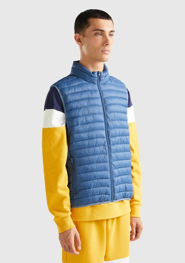  Erkek Mavi Eco-Recyle Dolgulu Pufa Yelek