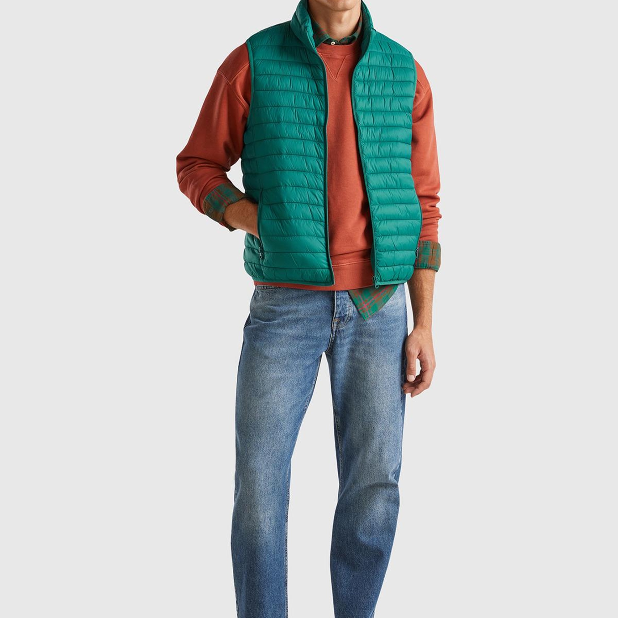 Erkek Koyu Yeşil Eco-Recyle Dolgulu Pufa Yelek