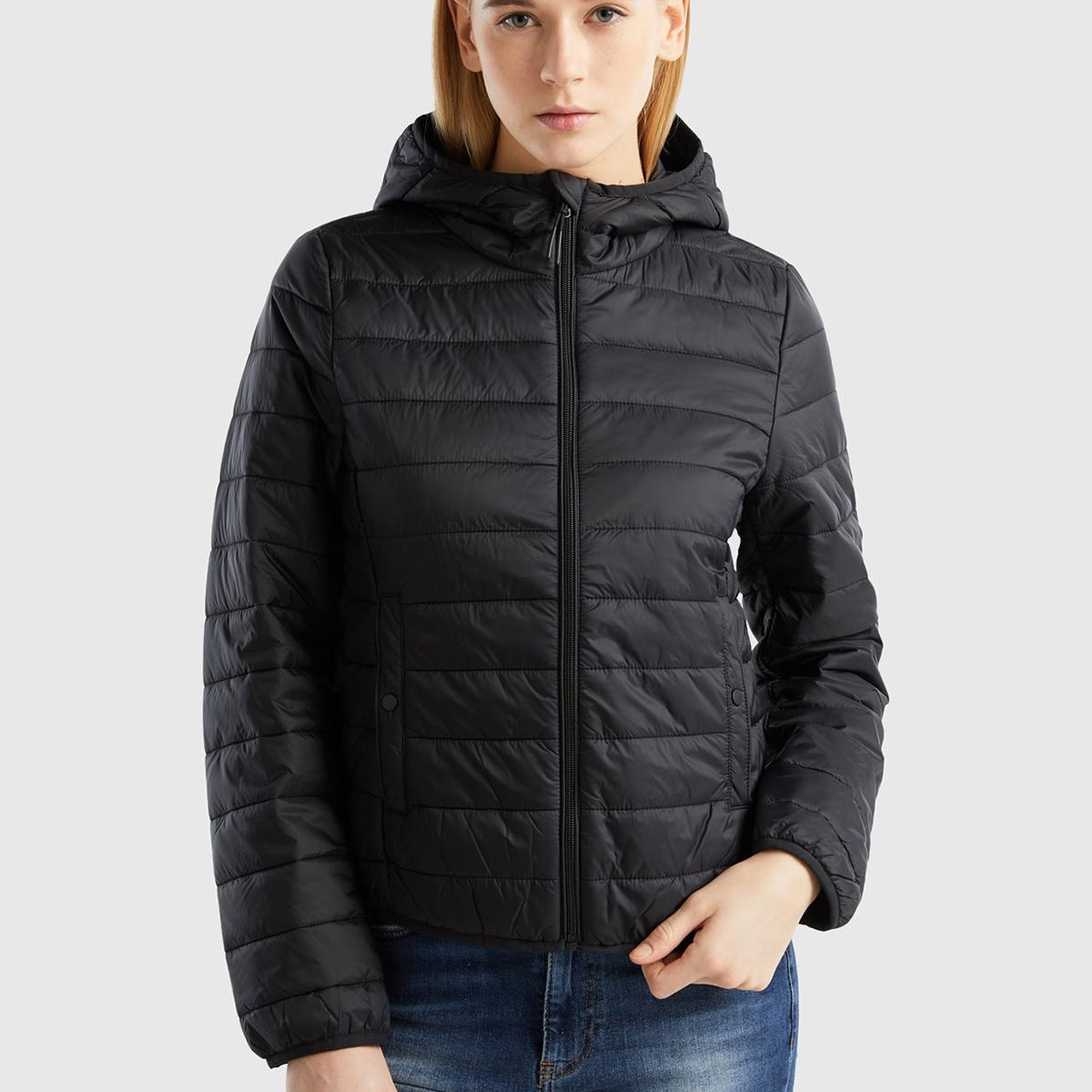 Kadın Siyah Recycled Polyester Dolgulu  Pufa Mont