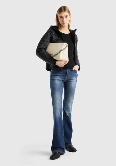  Kadın Siyah Recycled Polyester Dolgulu  Pufa Mont