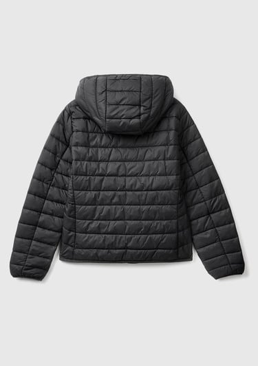  Kadın Siyah Recycled Polyester Dolgulu  Pufa Mont