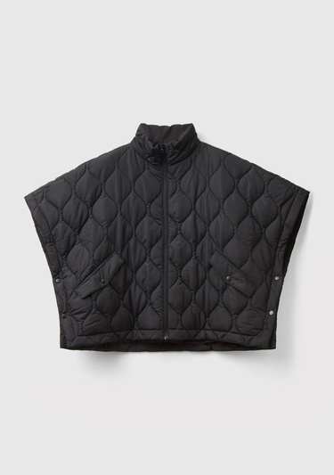  Kadın Siyah Fermuarlı Pelerin Mont