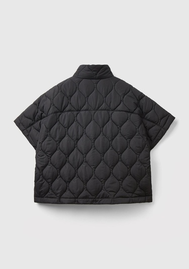  Kadın Siyah Fermuarlı Pelerin Mont