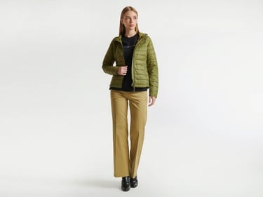  Kadın Haki Recycled Polyester Dolgulu  Pufa Mont