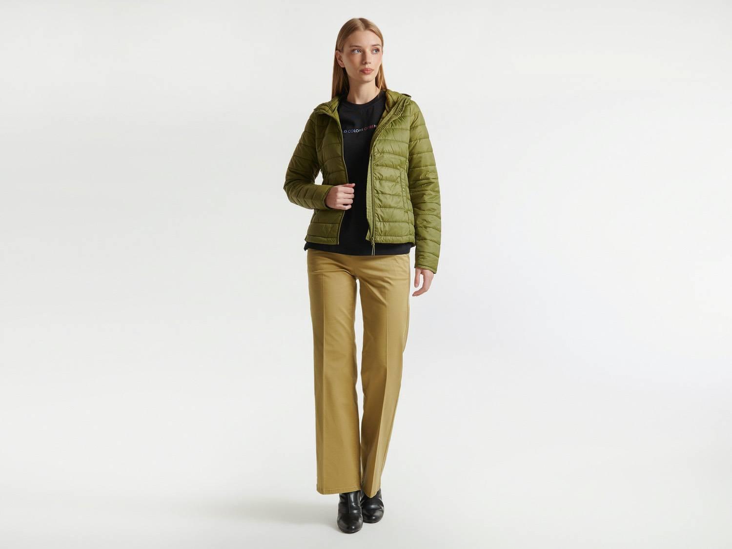  Kadın Haki Recycled Polyester Dolgulu  Pufa Mont