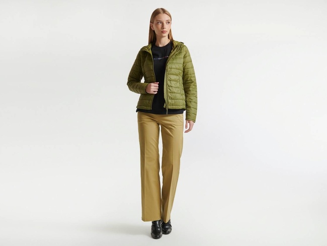  Kadın Haki Recycled Polyester Dolgulu  Pufa Mont