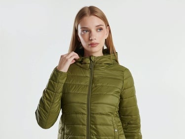  Kadın Haki Recycled Polyester Dolgulu  Pufa Mont