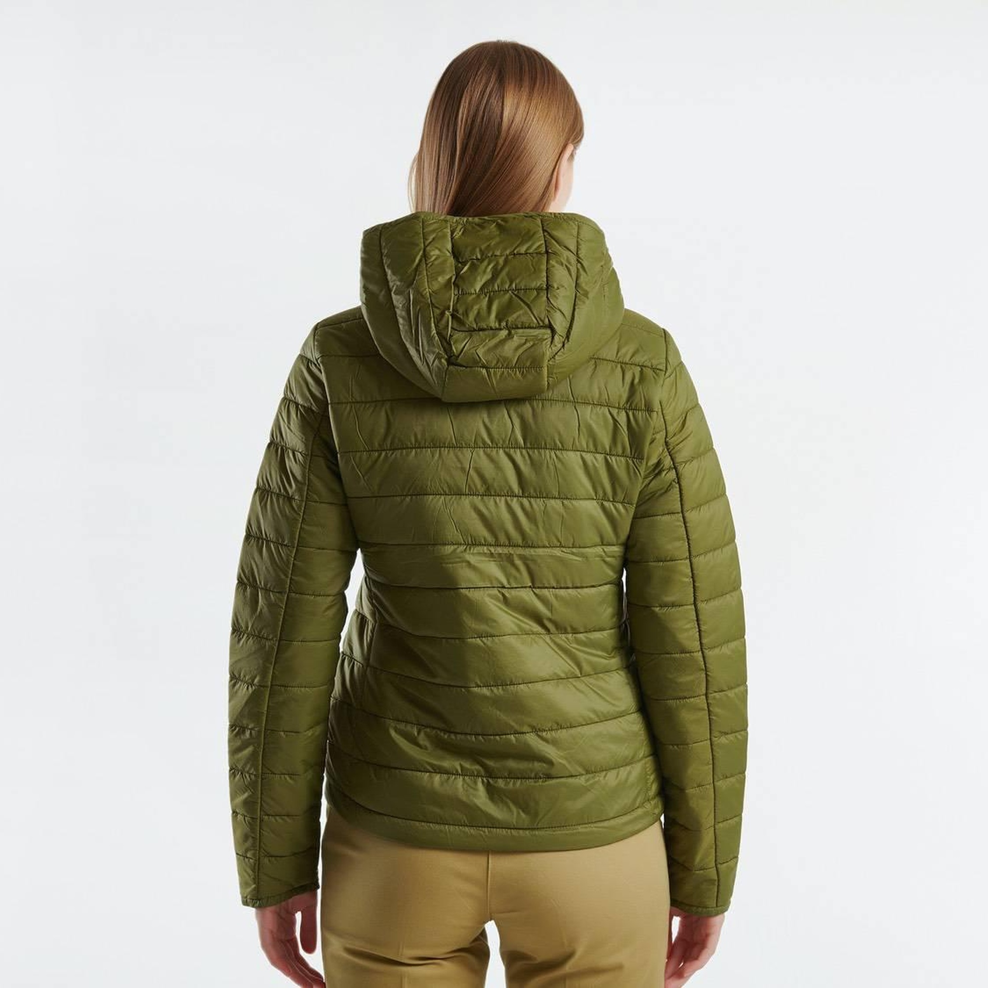 Kadın Haki Recycled Polyester Dolgulu  Pufa Mont