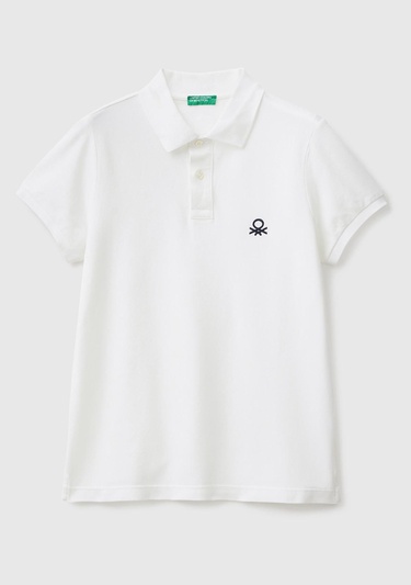  Erkek Beyaz Slim Fit Kısa Kollu Polo T-Shirt