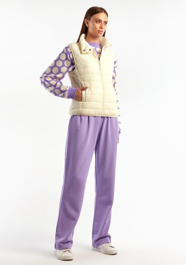  Kadın Krem Recycled Polyester Dolgulu  Pufa Yelek