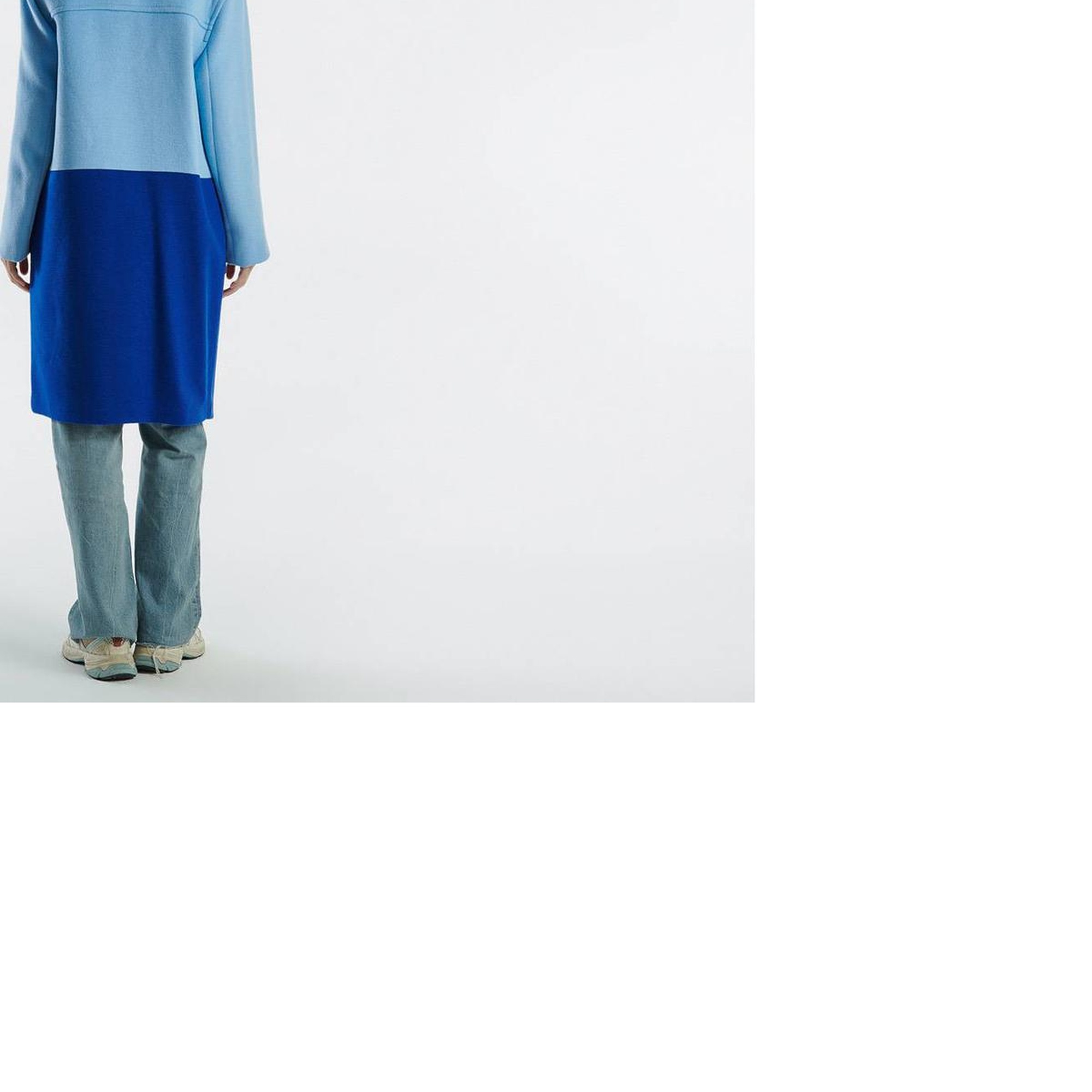 Kadın Turkuaz Kontrast Renk Detaylı Yanları Cepli Tek Düğmeli Kaban