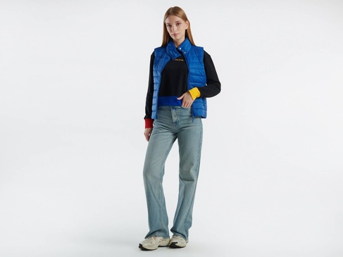  Kadın Gece Mavisi Recycled Polyester Dolgulu  Pufa Yelek