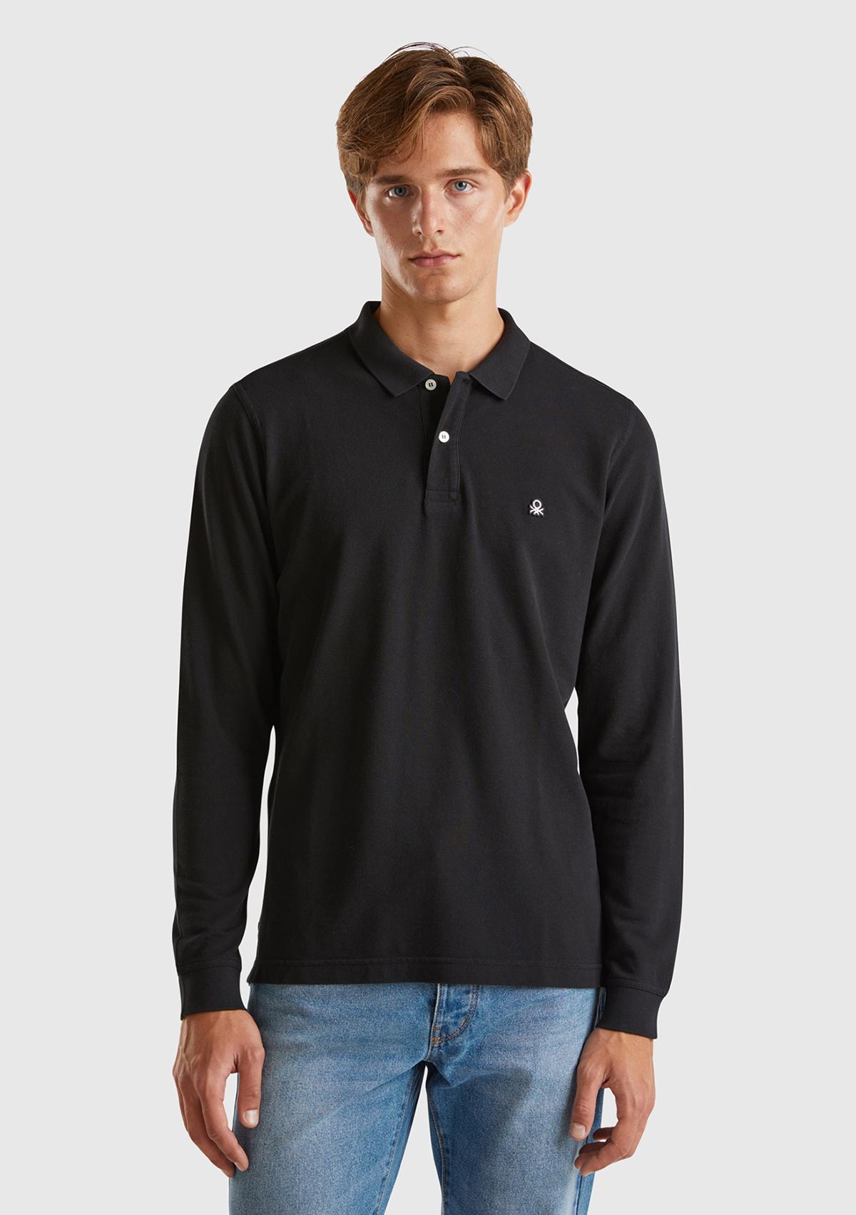  Erkek Siyah Uzun Kol Polo T-Shirt