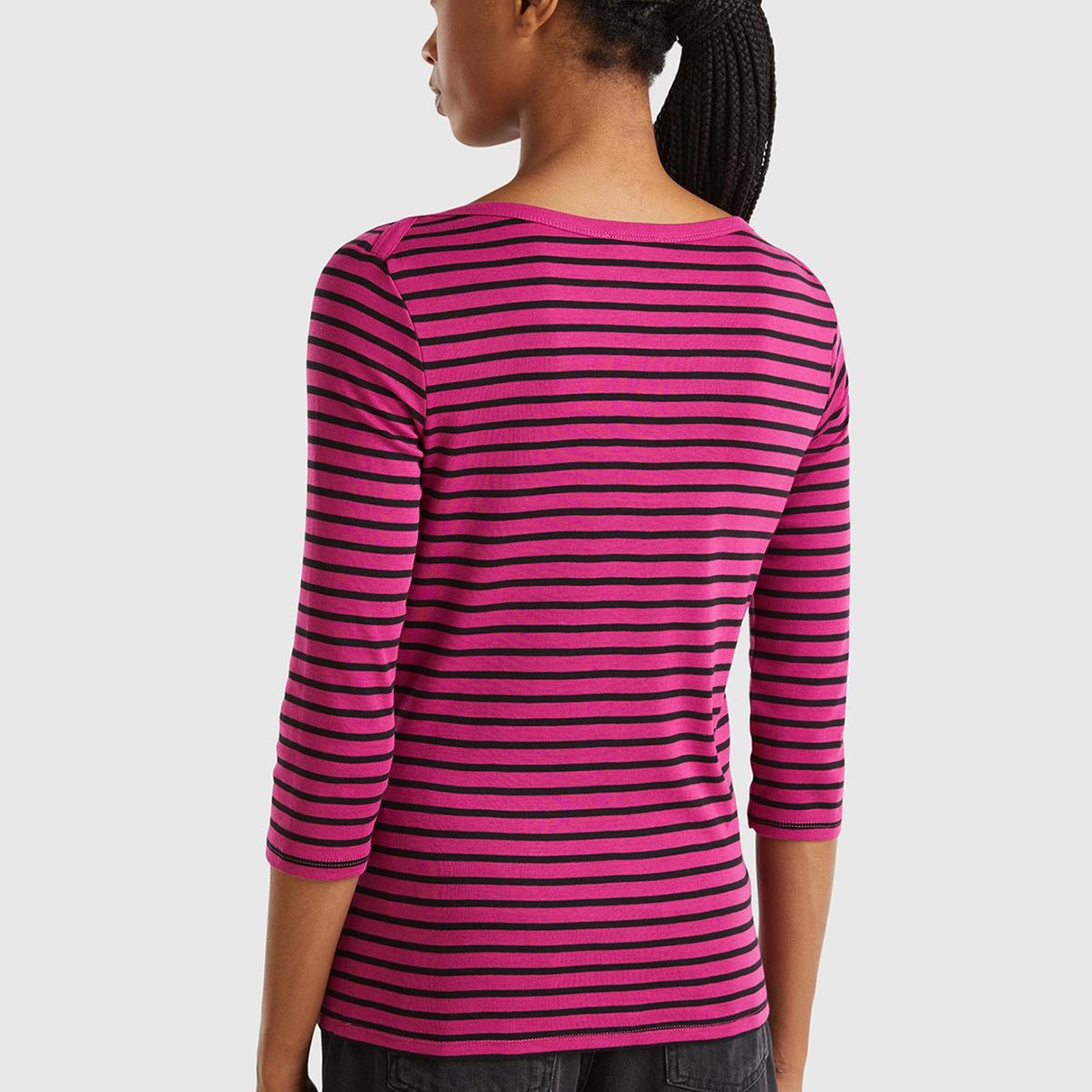 Kadın Mor Mix %100 Pamuk Sol Altı Logolu Uzun Kollu Kayık Yaka T-Shirt