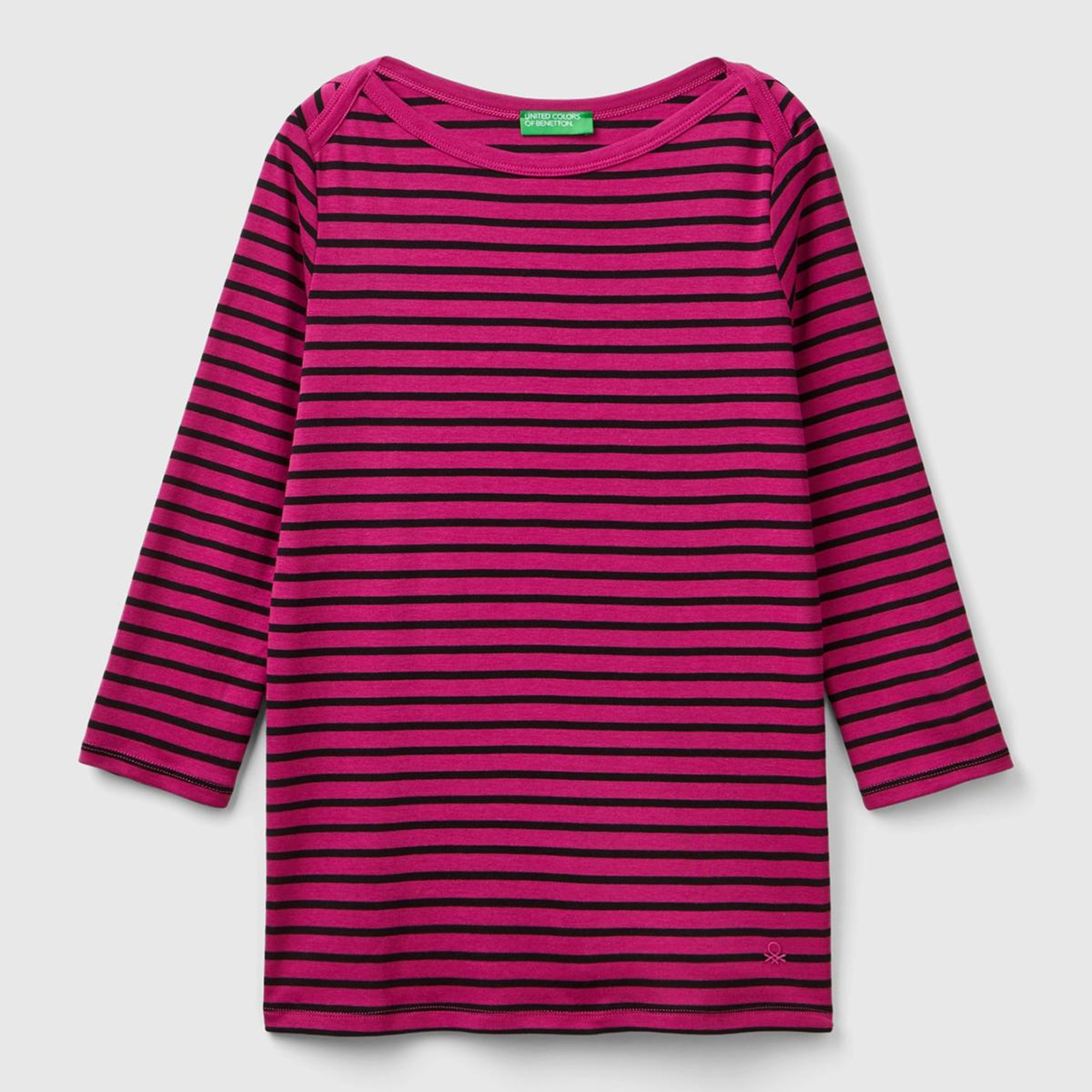 Kadın Mor Mix %100 Pamuk Sol Altı Logolu Uzun Kollu Kayık Yaka T-Shirt