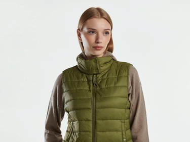  Kadın Haki Recycled Polyester Dolgulu  Pufa Yelek