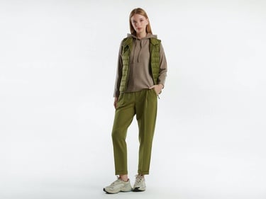  Kadın Haki Recycled Polyester Dolgulu  Pufa Yelek