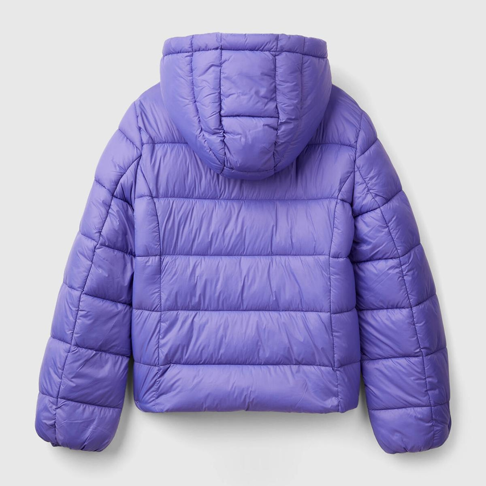 Kadın Mor Önü Cepli Fermuar Kapamalı Büzgü Kapüşonlu Mont