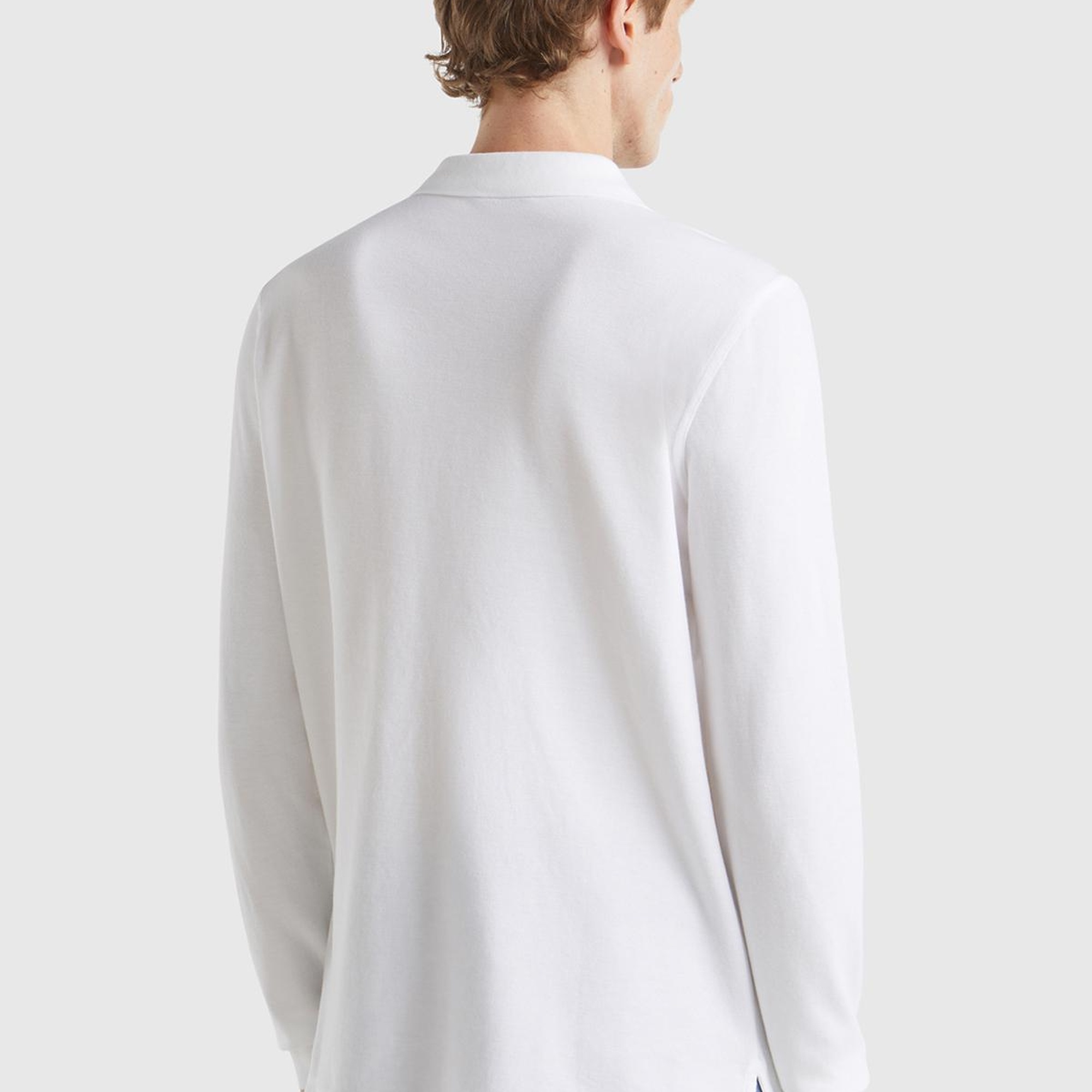 Erkek Beyaz Uzun Kol Polo T-Shirt