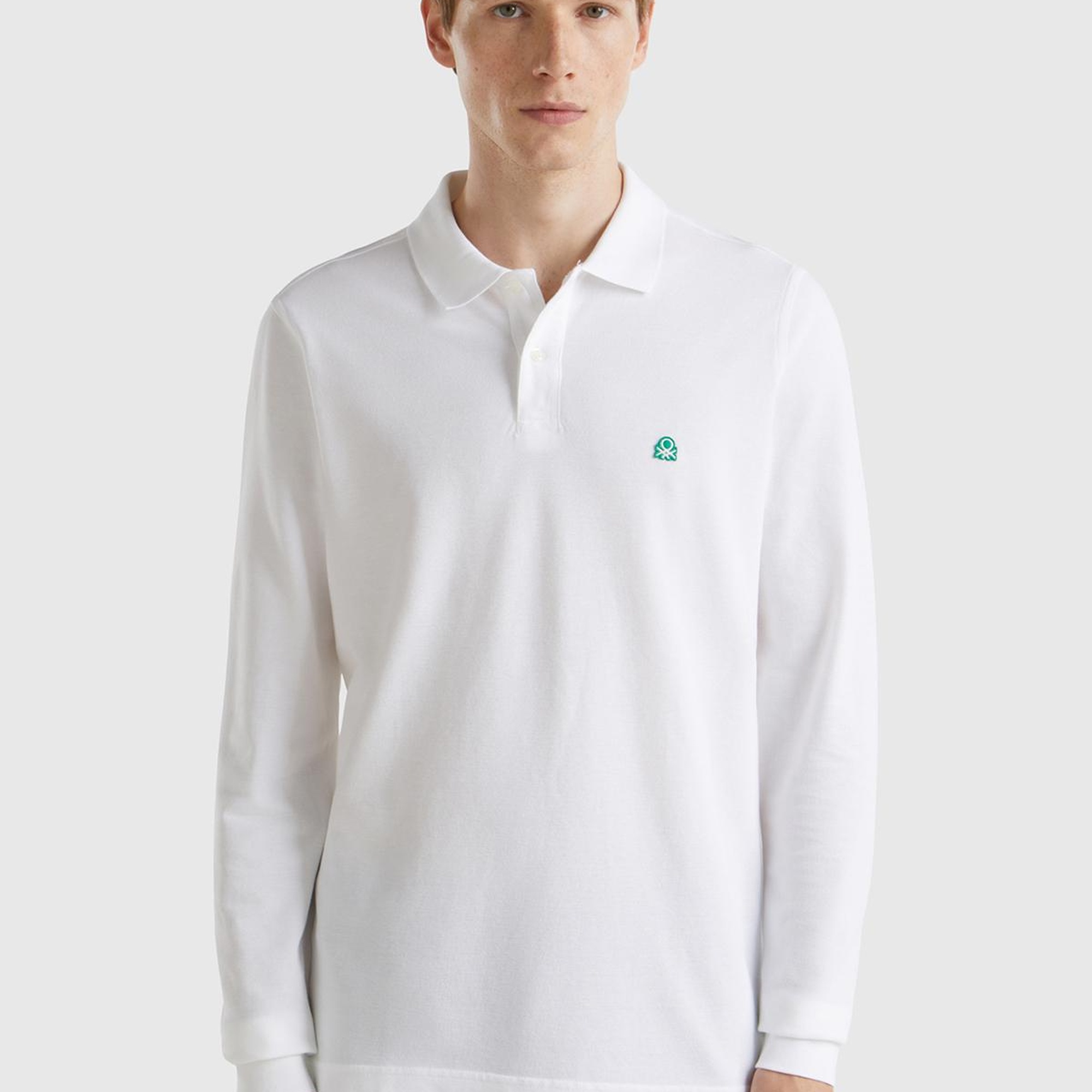 Erkek Beyaz Uzun Kol Polo T-Shirt