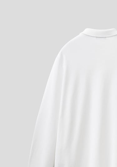  Erkek Beyaz Uzun Kol Polo T-Shirt