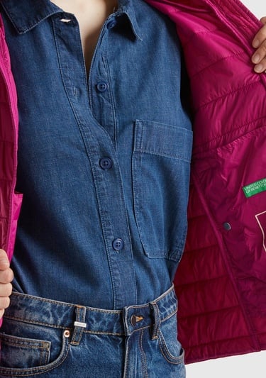  Kadın Fuşya Recycled Polyester Dolgulu  Pufa Mont