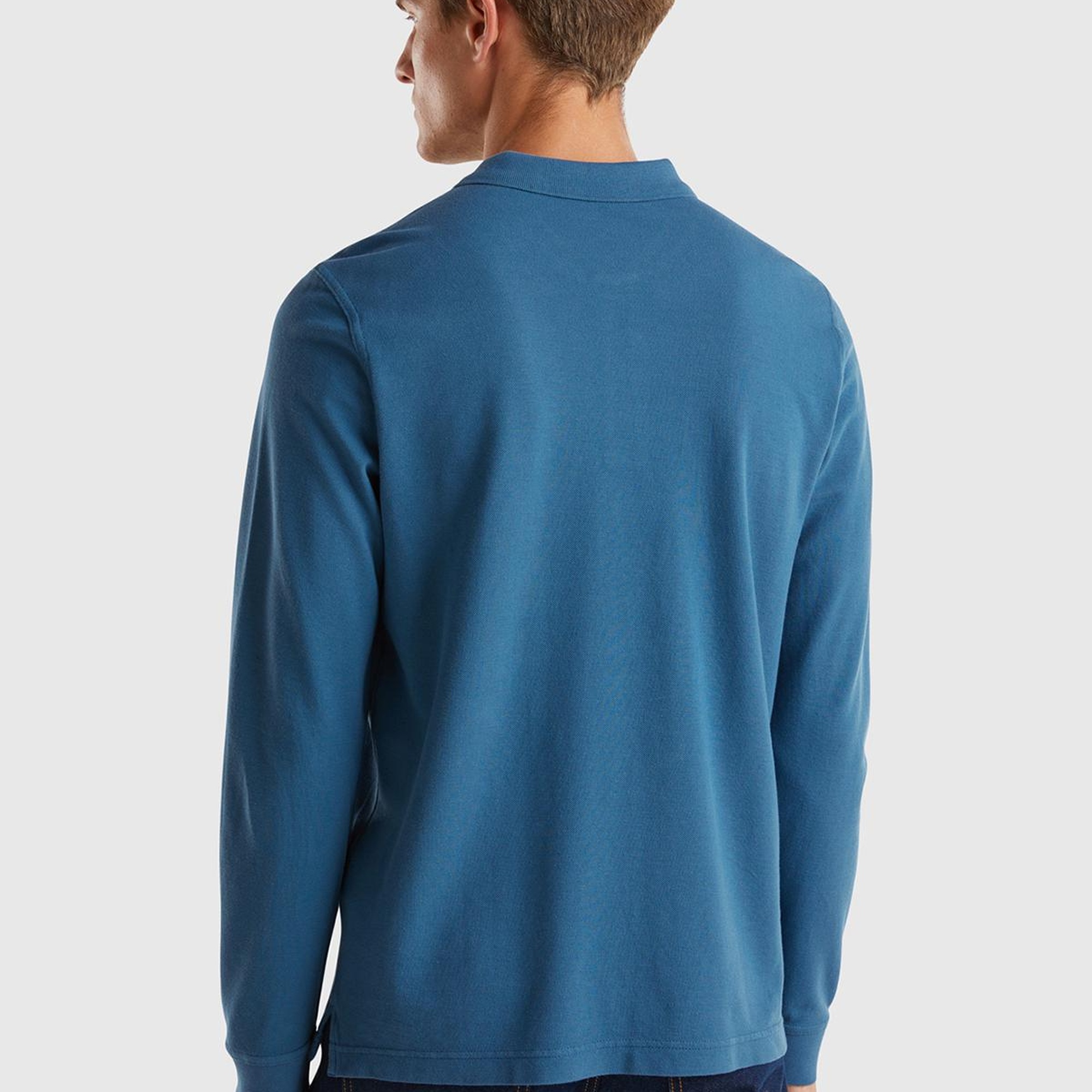 Erkek Mavi Uzun Kol Polo T-Shirt