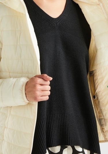  Kadın Krem Recycled Polyester Dolgulu  Pufa Mont