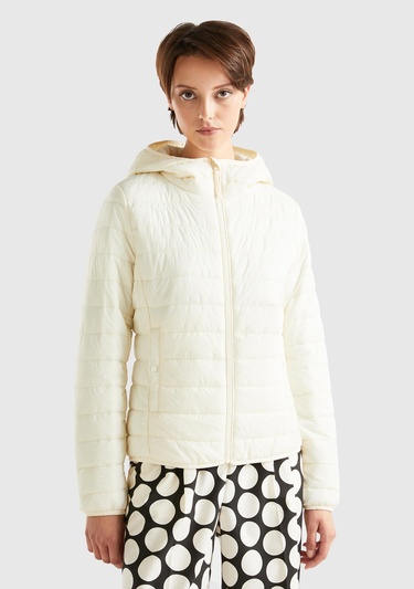  Kadın Krem Recycled Polyester Dolgulu  Pufa Mont