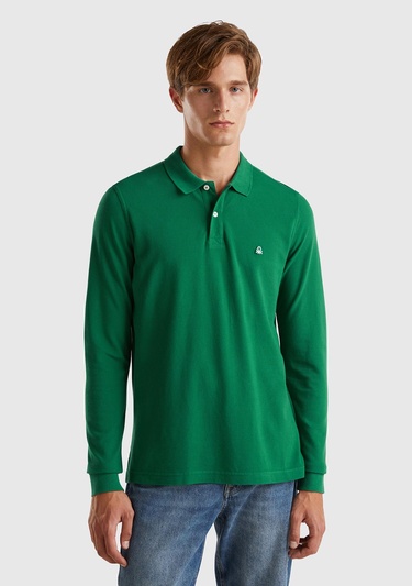  Erkek Yeşil Uzun Kol Polo T-Shirt