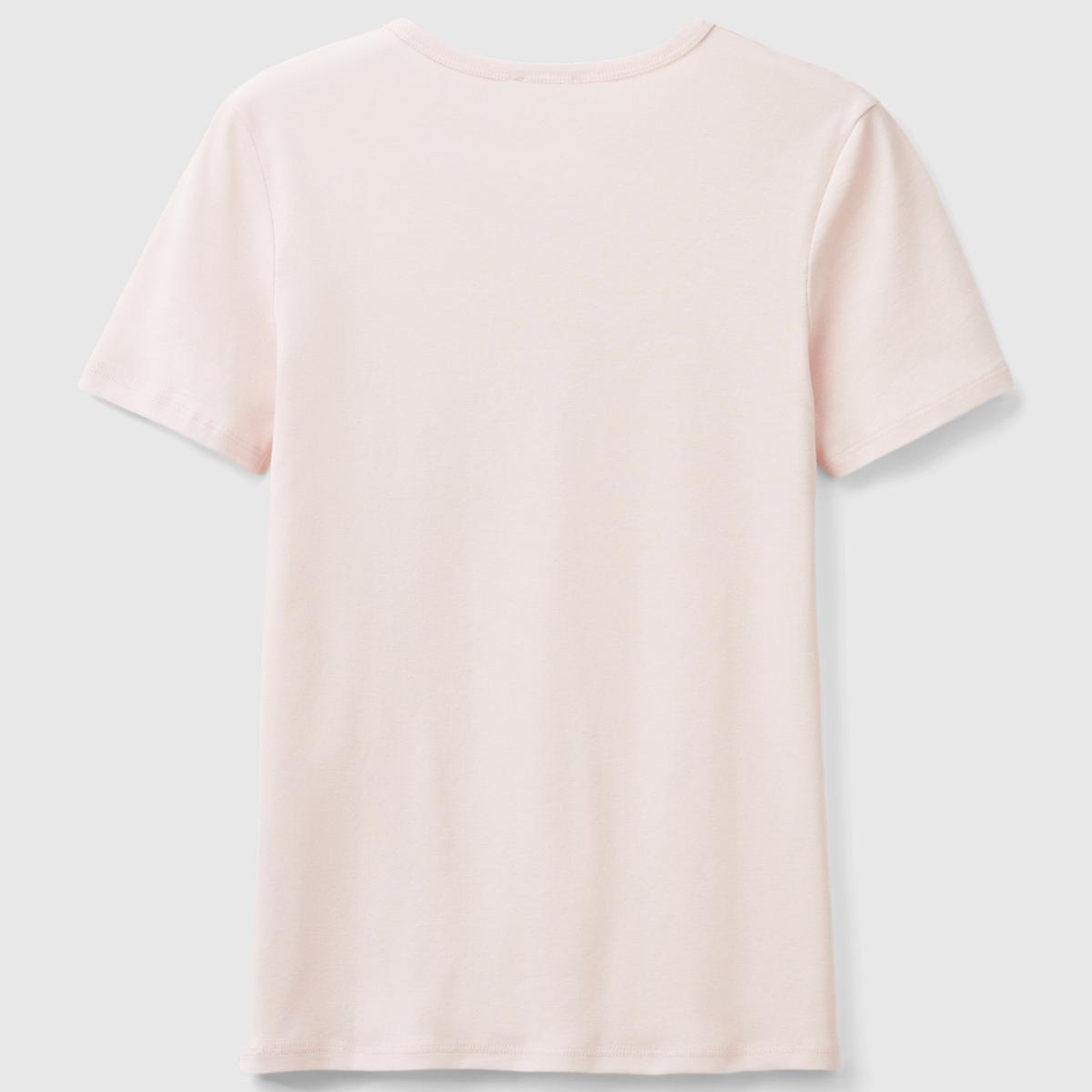 Kadın Toz Pembe %100 Koton Benetton Yazılı Basic T-Shirt