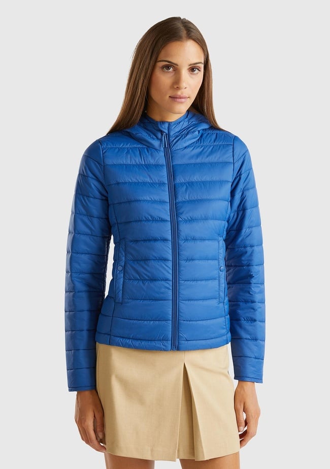  Kadın Gece Mavisi Recycled Polyester Dolgulu  Pufa Mont