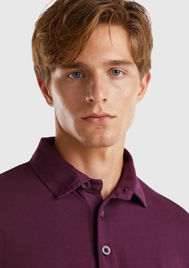  Erkek Bordo %100 Pamuk Önü Logo Detaylı Düğmeli Polo Yaka T-Shirt