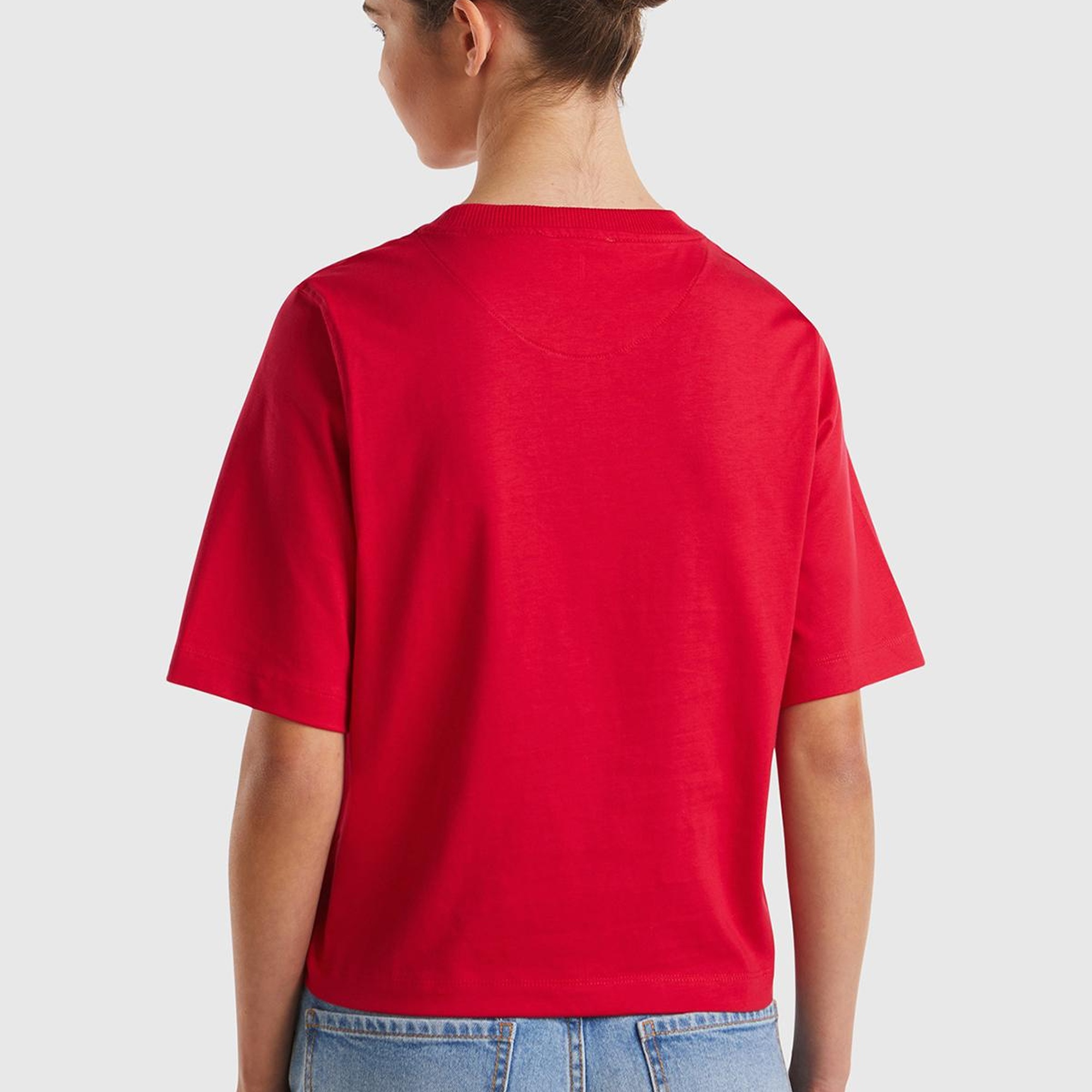 Kadın Kırmızı %100 Koton Boxy Fit T-Shirt