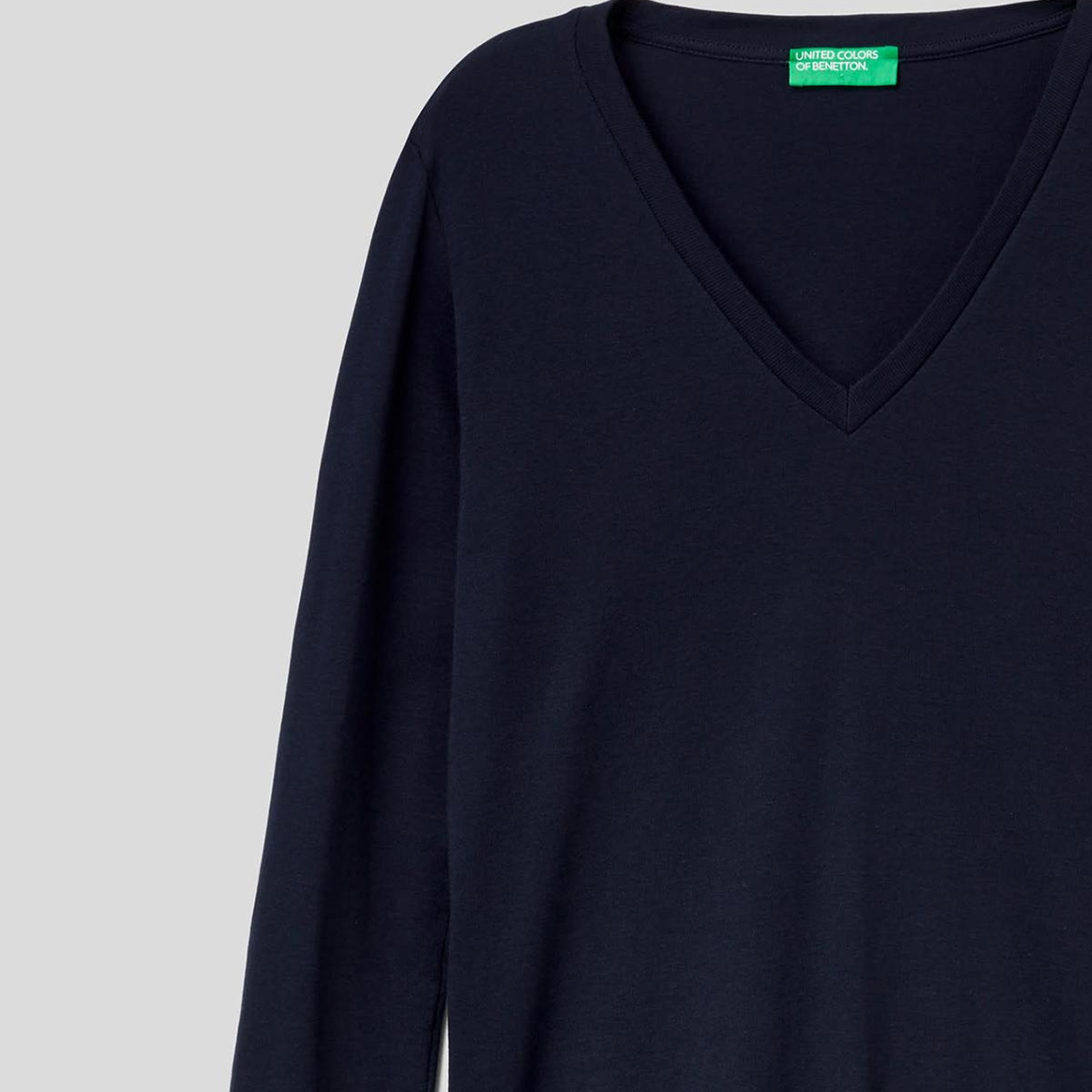 Kadın Lacivert Basic V Yaka Uzun Kollu T-Shirt