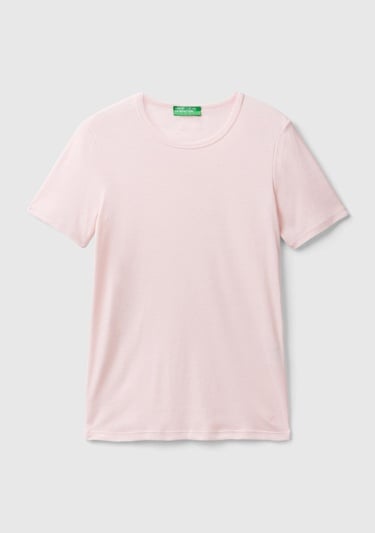  Kadın Toz Pembe %100 Koton Basic Kısa Kollu Bisiklet Yaka T-Shirt