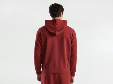  Erkek Bordo %100 Pamuk Göğsü Logolu Önü Cepli Kapüşonlu Sweatshirt