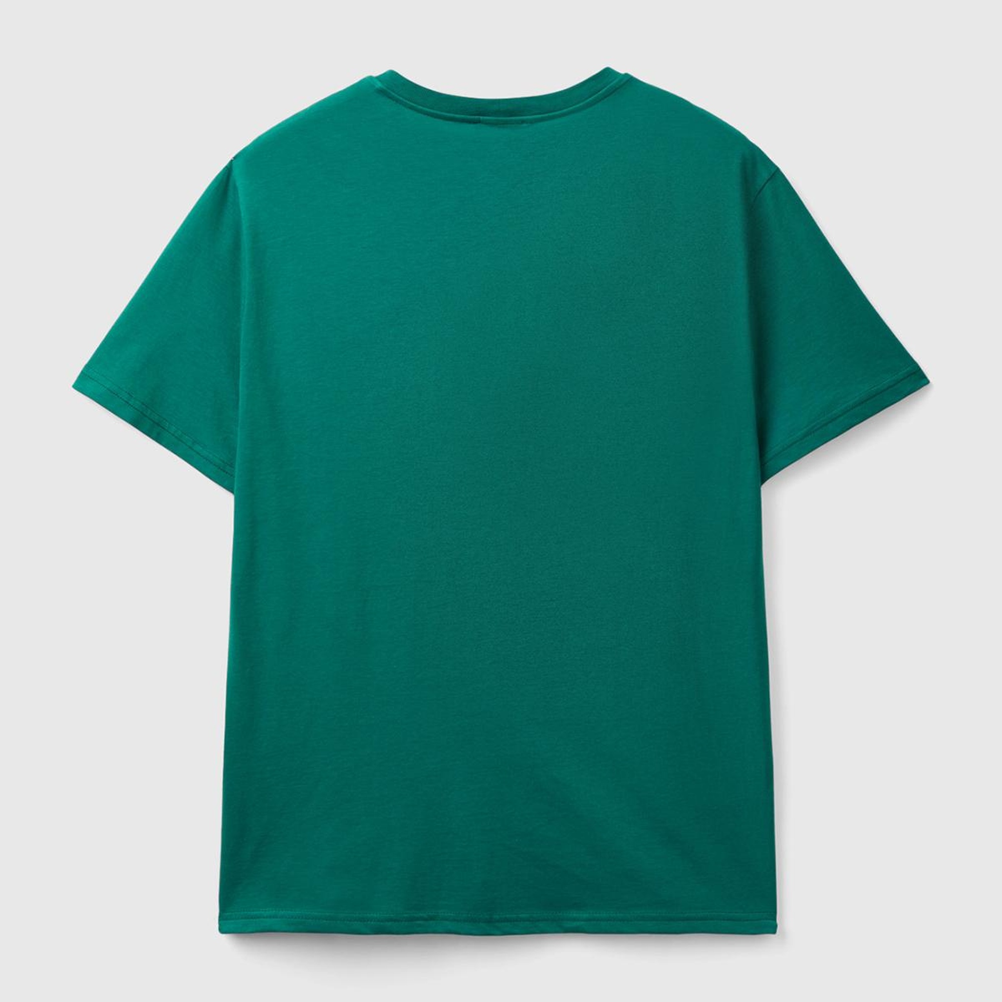 Erkek Koyu Yeşil %100 Pamuk Baskılı Kısa Kollu Yuvarlak Yaka T-Shirt