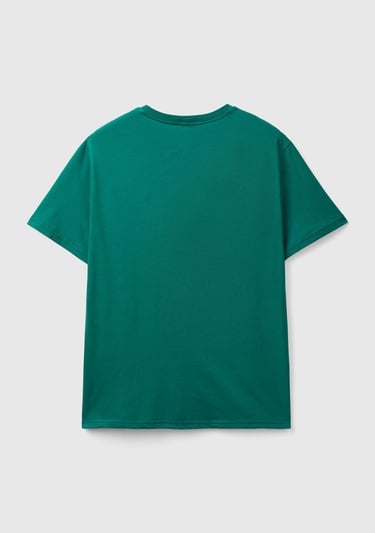  Erkek Koyu Yeşil %100 Pamuk Baskılı Kısa Kollu Yuvarlak Yaka T-Shirt