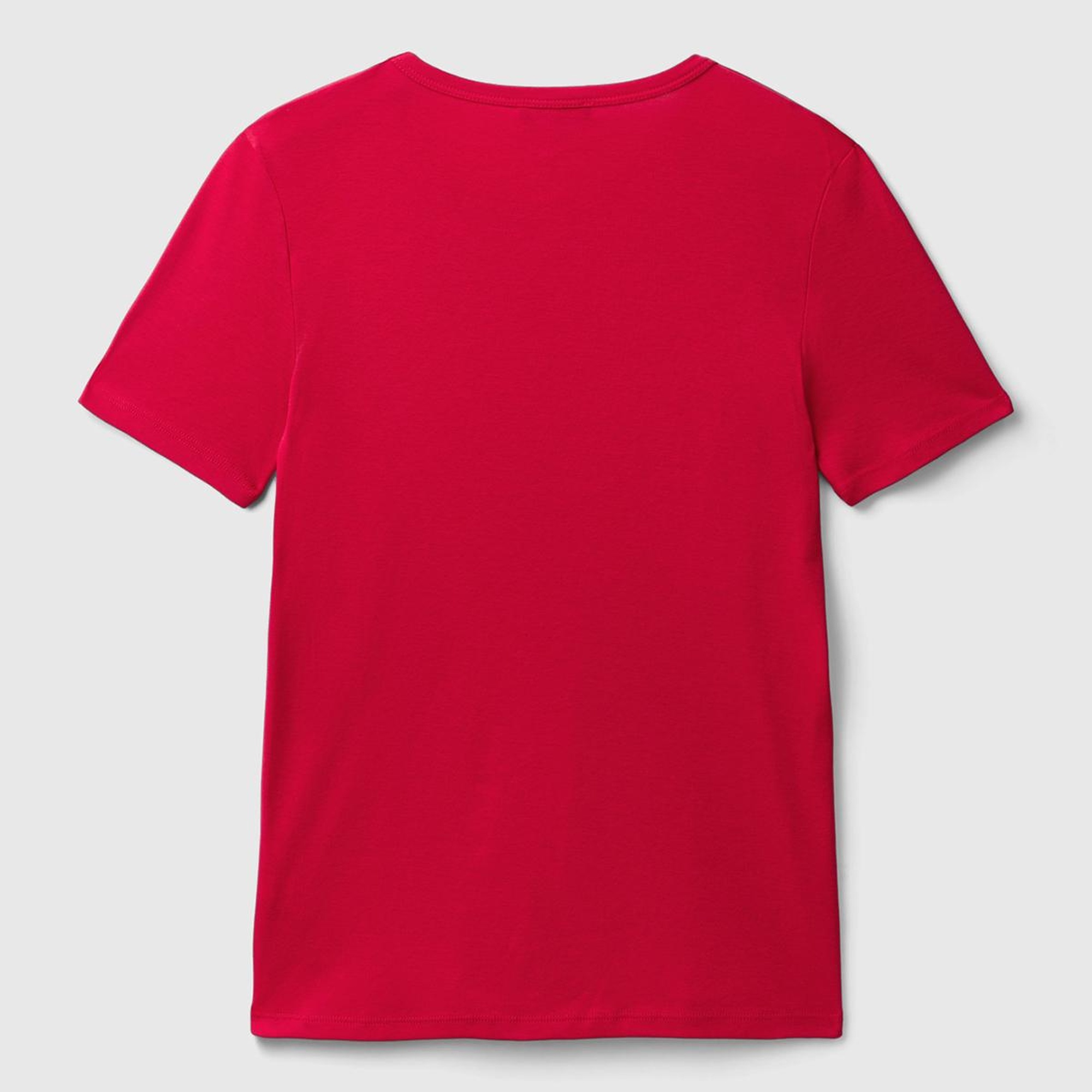 Kadın Kırmızı %100 Koton Basic Kısa Kollu Bisiklet Yaka T-Shirt