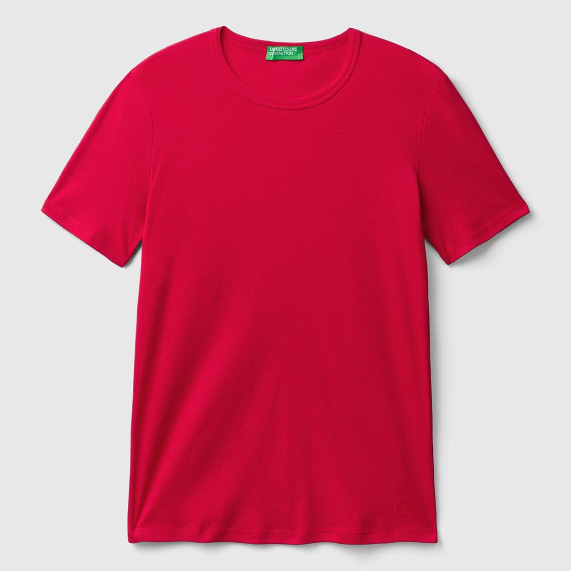 Kadın Kırmızı %100 Koton Basic Kısa Kollu Bisiklet Yaka T-Shirt