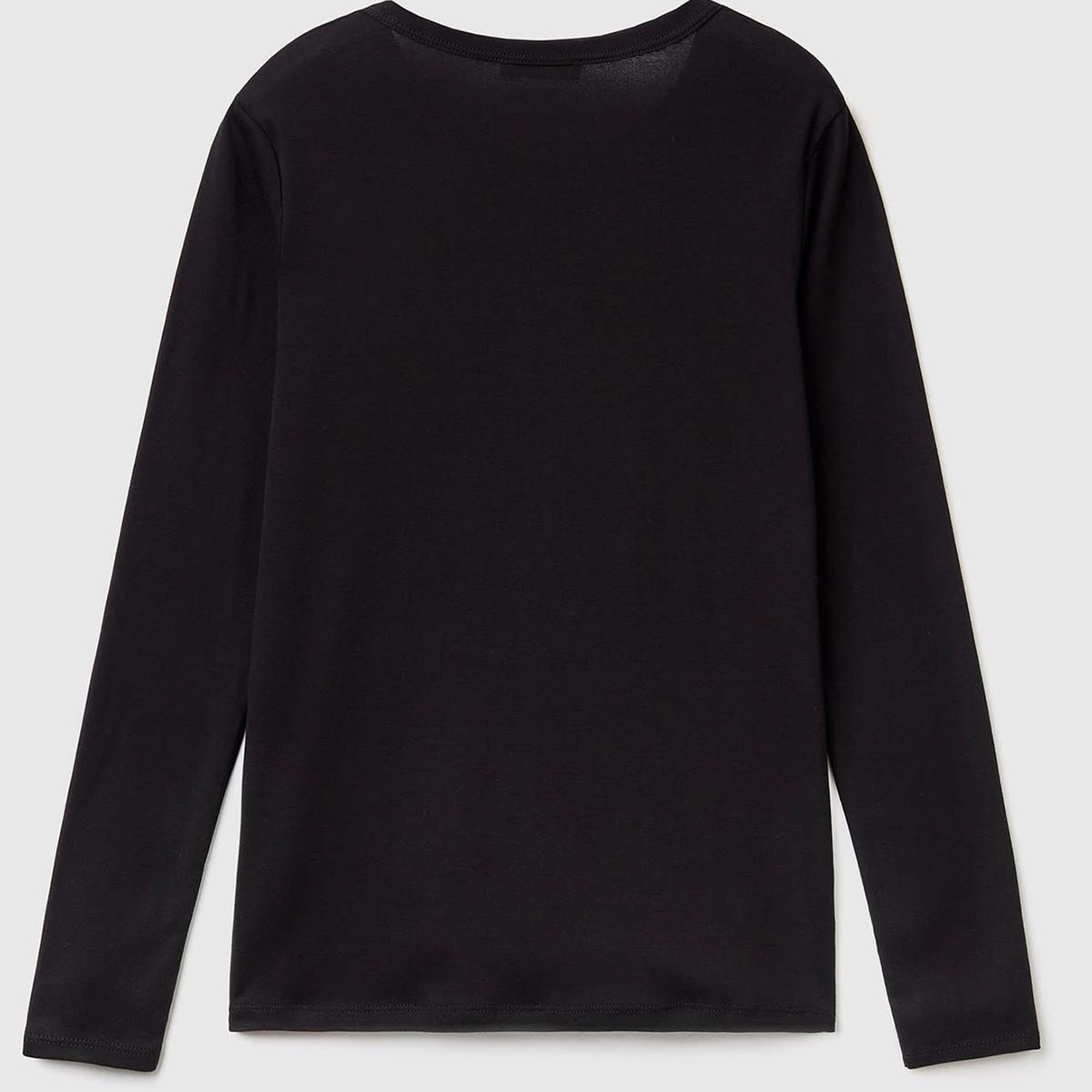 Kadın Siyah Basic Bisiklet Yaka Uzun Kollu T-Shirt