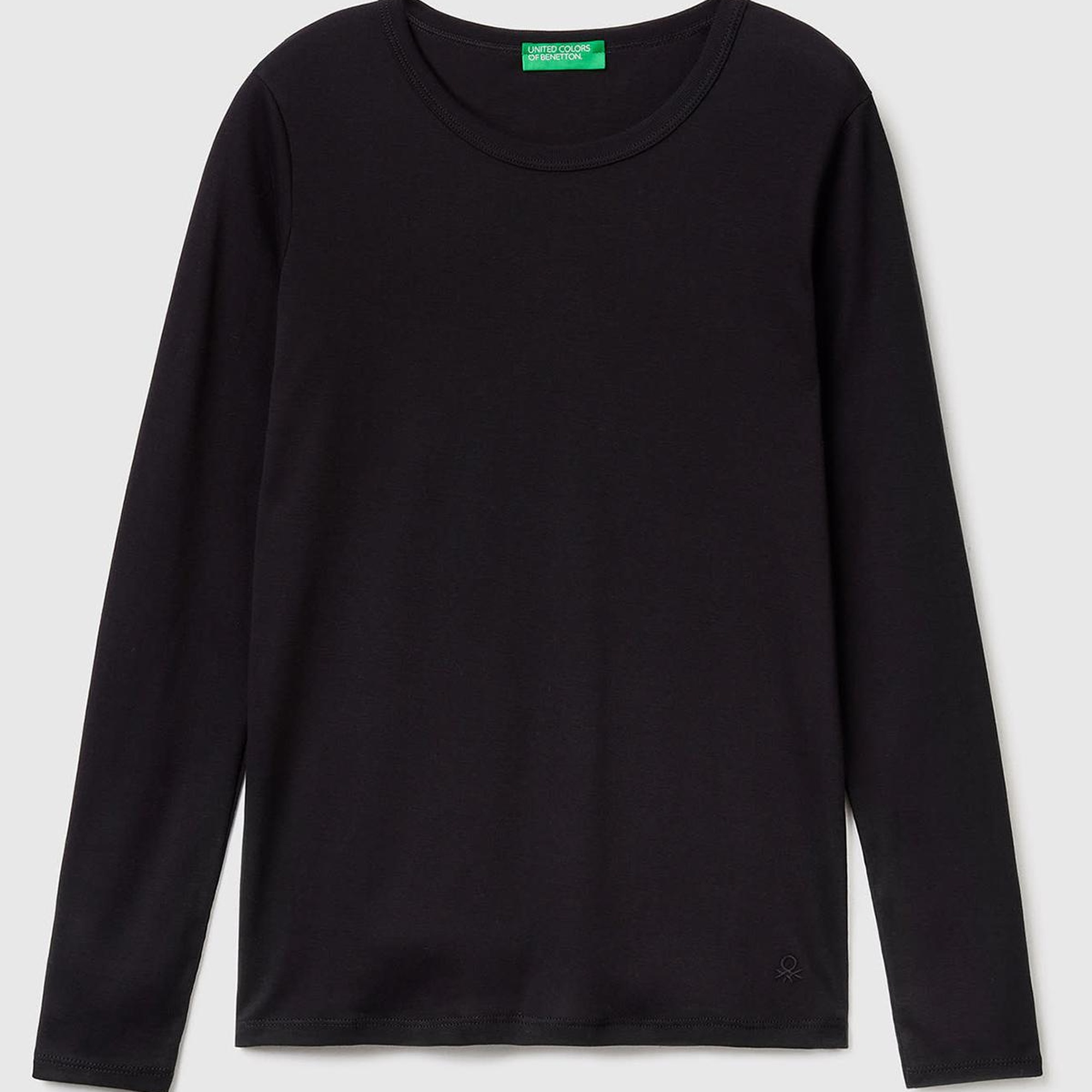 Kadın Siyah Basic Bisiklet Yaka Uzun Kollu T-Shirt