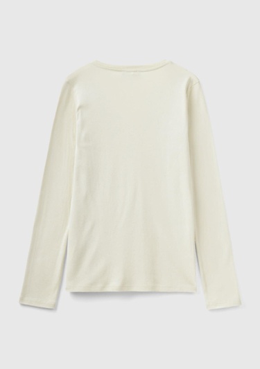  Kadın Bej Basic V Yaka Uzun Kollu T-Shirt