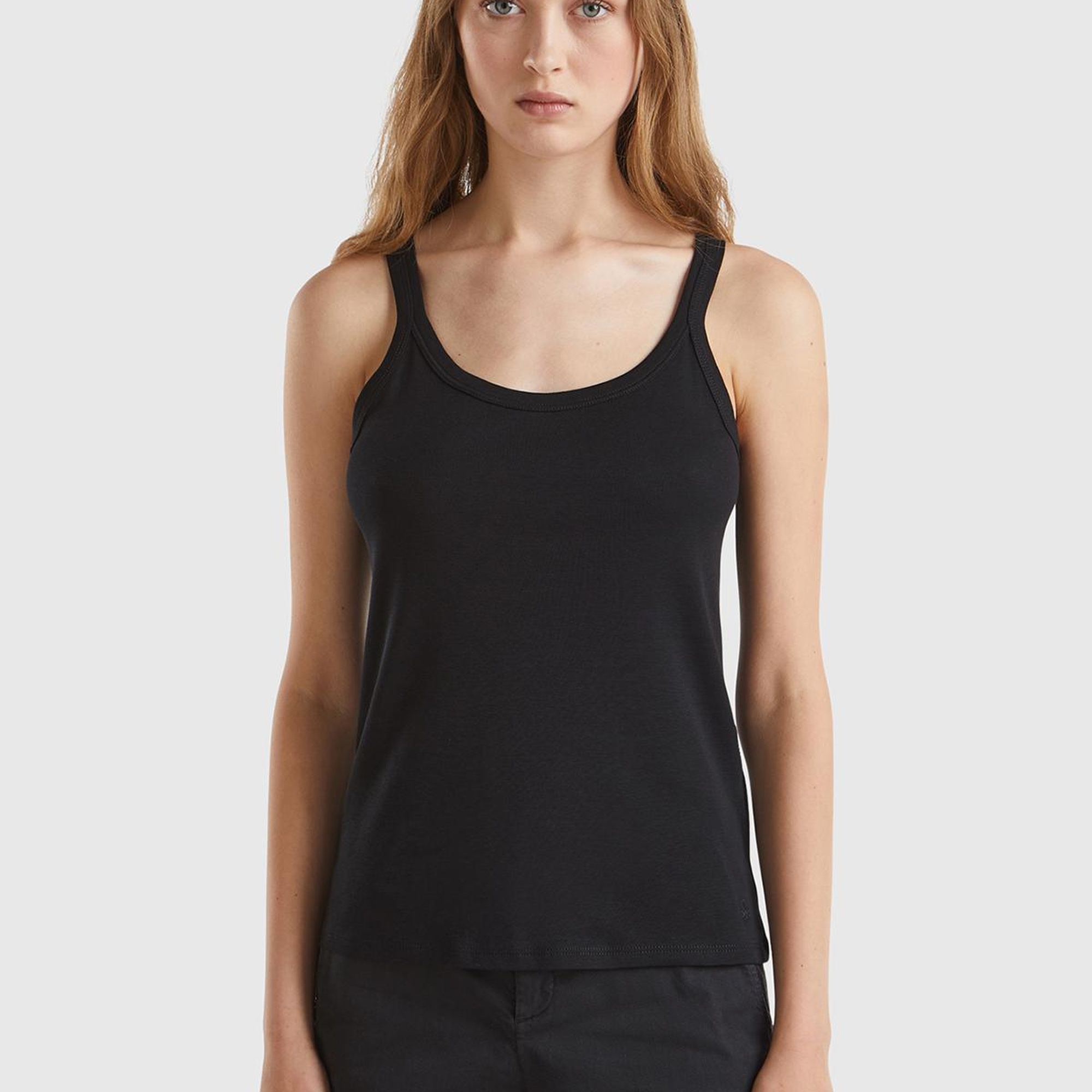 Kadın Siyah %100 Koton Basic Atlet